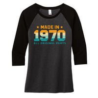 Made In 1970 All Original Parts Birth Year Typography Women's Tri-Blend 3/4-Sleeve Raglan Shirt