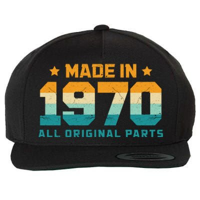 Made In 1970 All Original Parts Birth Year Typography Wool Snapback Cap