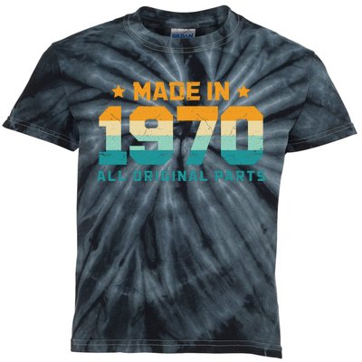 Made In 1970 All Original Parts Birth Year Typography Kids Tie-Dye T-Shirt