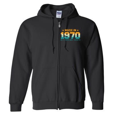 Made In 1970 All Original Parts Birth Year Typography Full Zip Hoodie