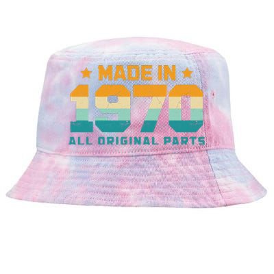 Made In 1970 All Original Parts Birth Year Typography Tie-Dyed Bucket Hat