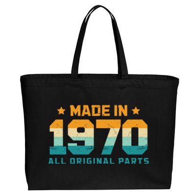 Made In 1970 All Original Parts Birth Year Typography Cotton Canvas Jumbo Tote