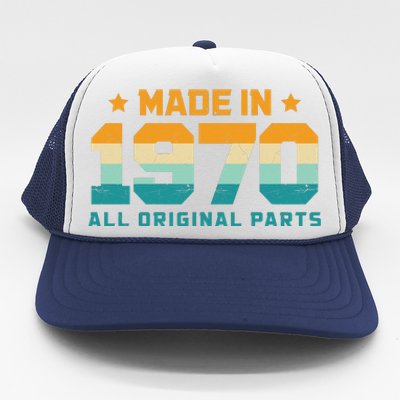 Made In 1970 All Original Parts Birth Year Typography Trucker Hat