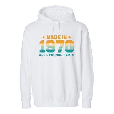 Made In 1970 All Original Parts Birth Year Typography Garment-Dyed Fleece Hoodie