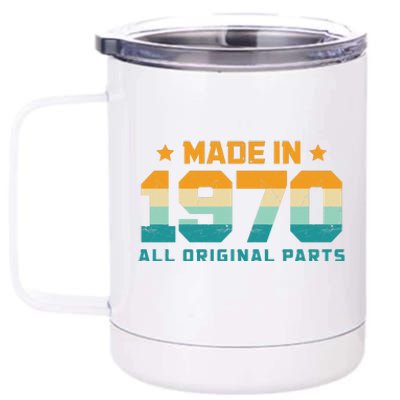 Made In 1970 All Original Parts Birth Year Typography 12 oz Stainless Steel Tumbler Cup