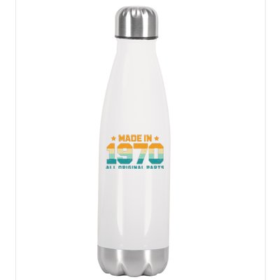 Made In 1970 All Original Parts Birth Year Typography Stainless Steel Insulated Water Bottle