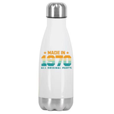 Made In 1970 All Original Parts Birth Year Typography Stainless Steel Insulated Water Bottle