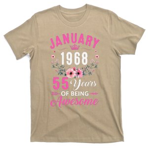 Made In 1968 55 Years Old January 55Th Birthday Women T-Shirt