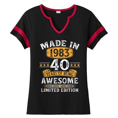 Made In 1983 40 Years Old 40th Birthday Gifts For  Ladies Halftime Notch Neck Tee