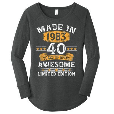 Made In 1983 40 Years Old 40th Birthday Gifts For  Women's Perfect Tri Tunic Long Sleeve Shirt