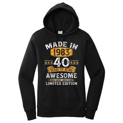 Made In 1983 40 Years Old 40th Birthday Gifts For  Women's Pullover Hoodie