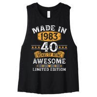 Made In 1983 40 Years Old 40th Birthday Gifts For  Women's Racerback Cropped Tank