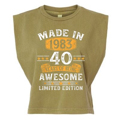 Made In 1983 40 Years Old 40th Birthday Gifts For  Garment-Dyed Women's Muscle Tee