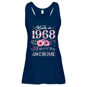 Made In 1968 Floral 55 Years Of Being Awesome 55th Birthday Ladies Essential Flowy Tank