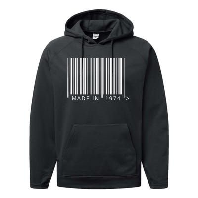 Made In 1974 Funny Barcode Design For Retail Lovers Performance Fleece Hoodie