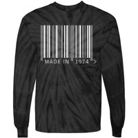 Made In 1974 Funny Barcode Design For Retail Lovers Tie-Dye Long Sleeve Shirt