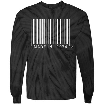 Made In 1974 Funny Barcode Design For Retail Lovers Tie-Dye Long Sleeve Shirt