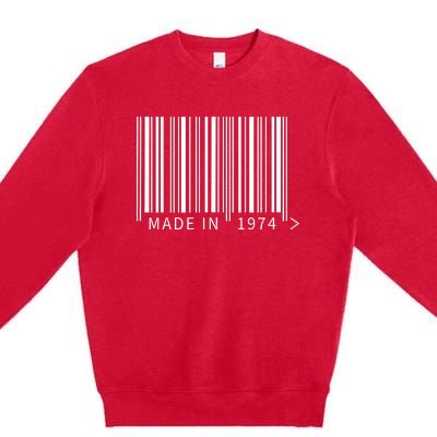 Made In 1974 Funny Barcode Design For Retail Lovers Premium Crewneck Sweatshirt