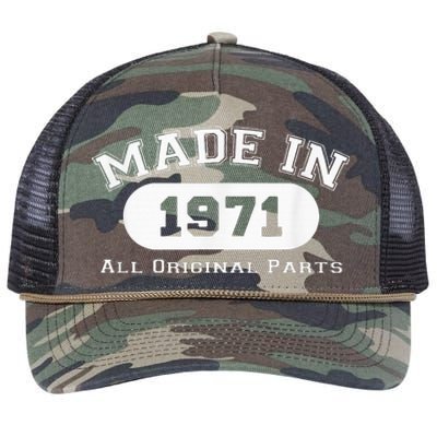 Made In 1971 All Original Parts Funny 51st Birthday Gift Retro Rope Trucker Hat Cap