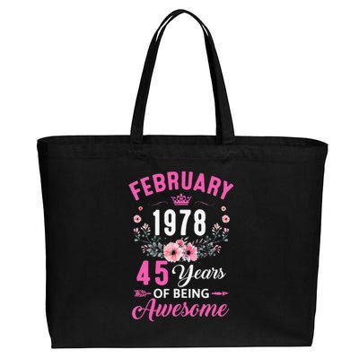 Made In 1978 45 Years Old February 45Th Birthday Women Cotton Canvas Jumbo Tote