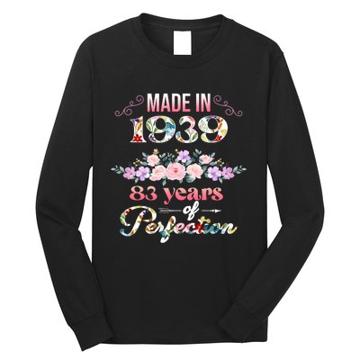 Made In 1939 Floral 83rd Birthday Gift Long Sleeve Shirt