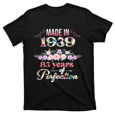 Made In 1939 Floral 83rd Birthday Gift T-Shirt