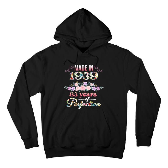 Made In 1939 Floral 83rd Birthday Gift Tall Hoodie