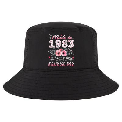 Made In 1983 Floral 40th Birthday 40 Years Of Being Awesome Cool Comfort Performance Bucket Hat