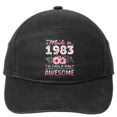 Made In 1983 Floral 40th Birthday 40 Years Of Being Awesome 7-Panel Snapback Hat