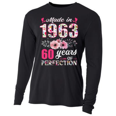 Made In 1963 Floral 60 Year Old 60th Birthday Gifts Cooling Performance Long Sleeve Crew