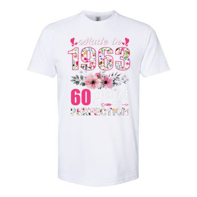 Made In 1963 Floral 60 Year Old 60th Birthday Gifts Softstyle® CVC T-Shirt