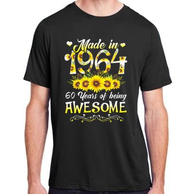 Made In 1964 Sunflower 60th Bday 60 Years Of Being Awesome Adult ChromaSoft Performance T-Shirt