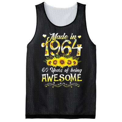 Made In 1964 Sunflower 60th Bday 60 Years Of Being Awesome Mesh Reversible Basketball Jersey Tank