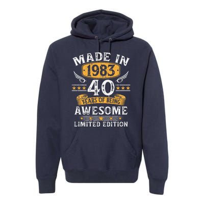 Made In 1983 40 Years Old Gifts 40th Birthday Gift For Premium Hoodie