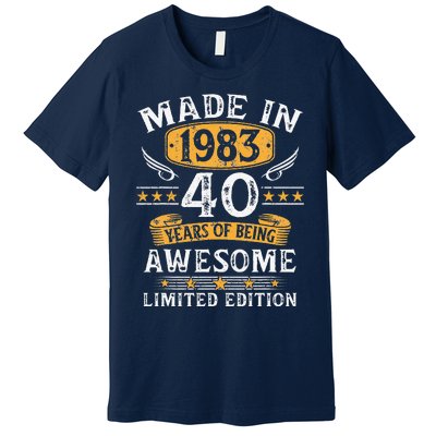 Made In 1983 40 Years Old Gifts 40th Birthday Gift For Premium T-Shirt