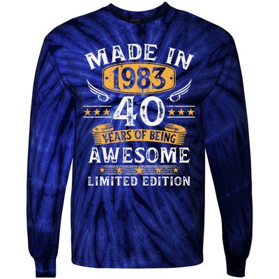 Made In 1983 40 Years Old Gifts 40th Birthday Gift For Tie-Dye Long Sleeve Shirt