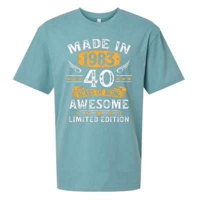 Made In 1983 40 Years Old Gifts 40th Birthday Gift For Sueded Cloud Jersey T-Shirt