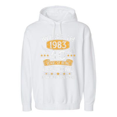 Made In 1983 40 Years Old Gifts 40th Birthday Gift For Garment-Dyed Fleece Hoodie