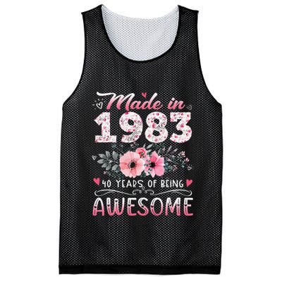 Made In 1983 Floral 40th Birthday 40 Years Of Being Awesome Mesh Reversible Basketball Jersey Tank