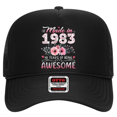 Made In 1983 Floral 40th Birthday 40 Years Of Being Awesome Trucker Hat