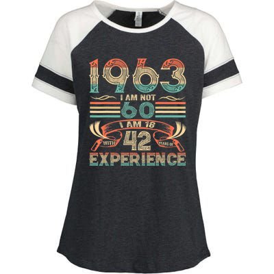 Made In 1963 I Am Not 60 I'm 18 With 42 Year Of Experience Enza Ladies Jersey Colorblock Tee