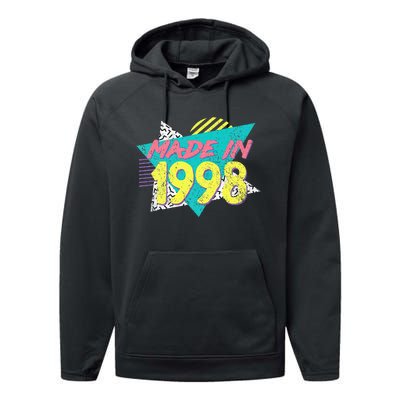 Made In 1998 Retro Vintage 26th Birthday Performance Fleece Hoodie