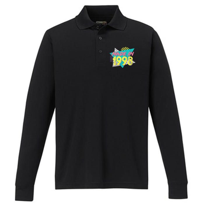 Made In 1998 Retro Vintage 26th Birthday Performance Long Sleeve Polo