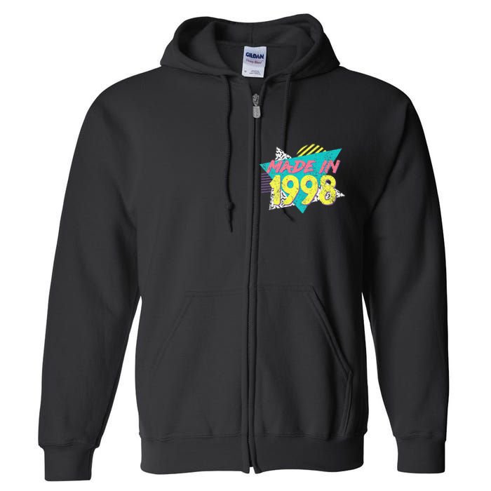 Made In 1998 Retro Vintage 26th Birthday Full Zip Hoodie