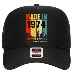 Made In 1974 Limited Edition 50 Years Of Being Awesome High Crown Mesh Back Trucker Hat