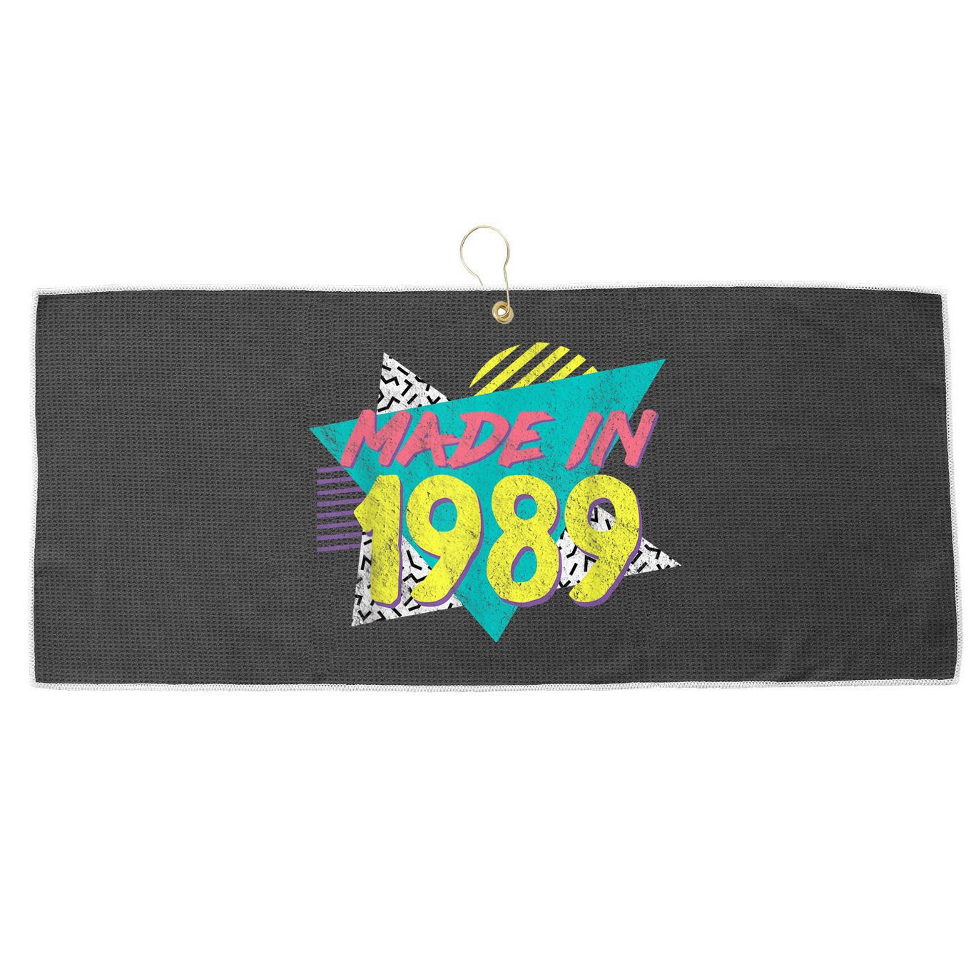 Made In 1989 Retro Vintage 34th Birthday Large Microfiber Waffle Golf Towel