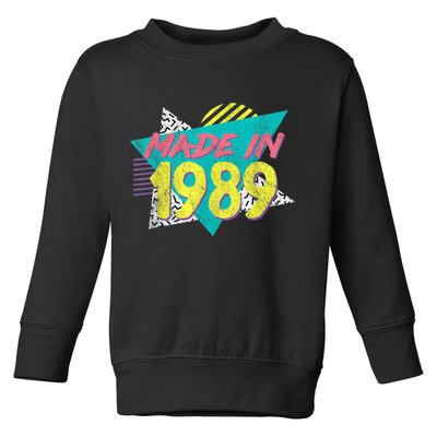 Made In 1989 Retro Vintage 34th Birthday Toddler Sweatshirt