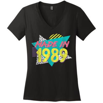 Made In 1989 Retro Vintage 34th Birthday Women's V-Neck T-Shirt