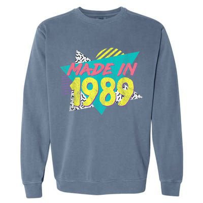 Made In 1989 Retro Vintage 34th Birthday Garment-Dyed Sweatshirt