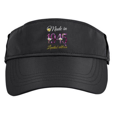Made In 1945 - 80 Year Old Floral 1945 80th Birthday Adult Drive Performance Visor